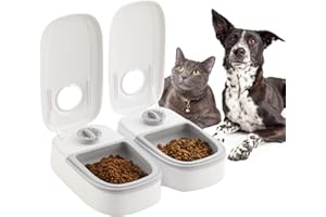 MELQUE Distributore di crocchette per gatti e cani, con orario regolabile,Distributore di cibo per animali domestici per 1, 2 pasti