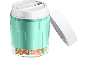 Zoksi Large Pill Box Organiser for Monthly, Pill Bottle for Vitamin or Supplement, Medicine Storage Box with 7 Large Compartments, Medicine Pots with Two Lids, Tablet Organiser for Medication(Cyan)