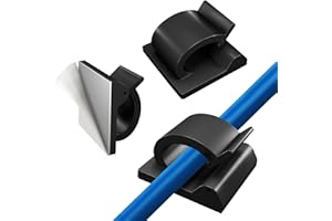 Kcmell Cable Clips, 50 Pieces Black Cable Clips Self Adhesive Cable Tidy Clips Sticky Wire Clips Plastic Cable Organiser Clips for Office, Home, Desktop, Car