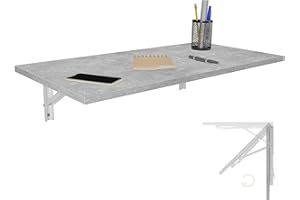 KDR Produktgestaltung Tavolo pieghevole da parete, 80 x 40 cm, effetto cemento, tavolo da pranzo, tavolo da bar, tavolo da parete pieghevole per montaggio a parete
