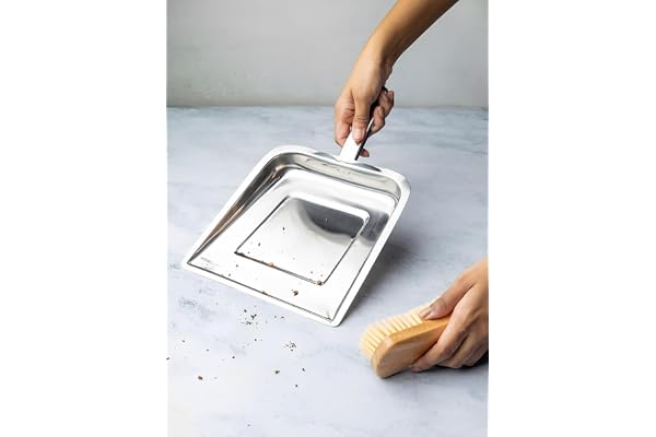 Puno Heavy Duty Stainless Steel Dustpan for Floor Cleaning Rustproof Metal Dust Collector with Handle for Home & Commercial Use