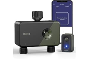 Diivoo Bewässerungscomputer WLAN 2 Ausgänge mit 60M RFID-Technologie, Smarte Zeitschaltuhr Bewässerung mit App, Alexa Sprachsteuerung, 6 Bewässerungsplänen, Automatische Bewässerungsuhr für Garten