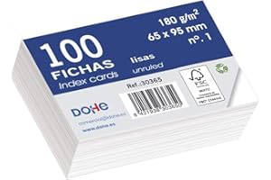 DOHE 30365 Pacco da 100 schede lisce di cartoncino bianco, 180 g, n. 1, 65 x 95 mm