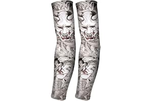 ZaliOan Ttuaje Mangas del Brazo para Hombre,1 Pares Manguitos de Compresión,Manguitos Ciclismo de Protección UV Elástica, para Senderismo, Baloncesto, Fútbol, Correr,Deportes al Aire Libre