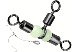 9KM DWLIFE 30pcs Stainless Steel Triangle Swivels with Glow Beads, 3-Way Rig Connector for Enhanced Attraction Sea Fishing Connector Tackle Ideal for Night Fishing & Chasing Bottom Feeders