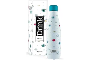IDRINK I-Drink Botella Térmica Doble Pared 350/500/750/1.000 ML, Decorada (500 ML, Eyes)