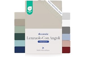 Dreamzie lenzuola con angoli Matrimoniale 180 x 200 cm - Angoli da 35 cm per Materassi Spessi - 100% Microfibra - Beige, Certificato senza Prodotti Chimici (Oeko-TEX)