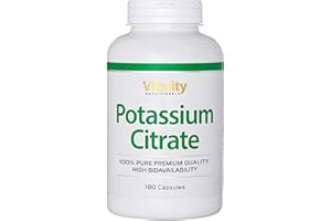 ‎VITALITY NUTRITIONALS Kaliumcitrat Kapseln Hochdosiert mit 220 mg elementarem Kalium pro Kapsel (180 Stk) Potassium Citrate Vitality Nutritionals by Vitaminexpress