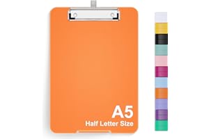 Hnogri Portablocco formato A5 con stoccaggio, 6 x 9 pollici per la cura dell'infermieristica pieghevole, in plastica pieghevole, forniture per ufficio, forniture scolastiche, Arancione