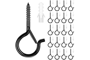 LBJFYHJN Lot de 20 crochets à visser en acier inoxydable avec vis de sécurité - Noir - Crochets à visser - Pour paniers de plantes, nichoirs à oiseaux, carillons lumineux