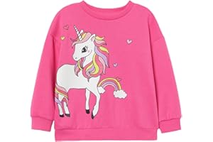 DHASIUE Sweat-shirt licorne mignon à manches longues pour bébé fille - T-shirt décontracté en coton pour enfants de 1, 2, 3, 4, 5, 6, 7 ans