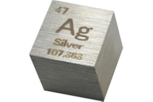 TIHONORI Silver Dice - 10mm Pure Metal Elements Dice - Laser Engraved High Density Dice Set for a Collection of Periodic Table of Elements Silver