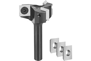 SpeTool Fraise à plan, 8 mm, tige de 35 mm de diamètre, avec 3 lames en carbure interchangeables (10,5 mm x 10,5 mm x 2,2 mm), 3 flûtes, CNC VHM, fraise à plan, pour défonceuse, fraise à disque