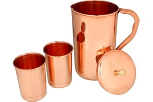 Zap Impex Dzbanek z czystej miedzi z 2 miedzianymi szklankami do Ayurveda Healing