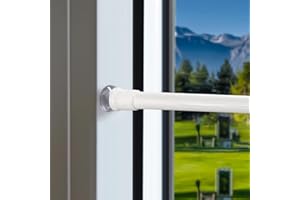 VENWEMONG 2 Pezzi Bacchette per Tende Senza Forare, Fissaggio senza trapano né viti, a Pressione per Vetri, Porte Finestre, Diametro 7.6/10mm, Bianco, 30-45 cm