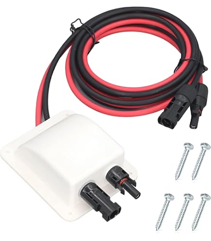 Sayhome Dubbele kabeldoorvoer op zonne-energie, met 10 ft 10 AWG zonnekabel, dakdoorvoer op zonne-energie, IP67 UV-bestendigheid, voor camper, boot