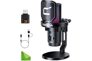 comica Uni Pro D Wireless USB Microphone for Computer and Smartphone,48kHz/24bit RGB Cardioid Condenser Gaming Mic for Podcasting,Streaming,Recording,Music Creation,with Desktop Stand-Black