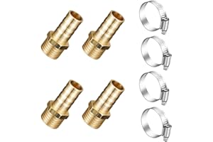 TSUWNO 4X Schlauchanschluss 10mm mit 1/4 Zoll BSP Außengewinde, Messing Schlauchverbinder inklusive Schlauchschelle für Luft-, Gas- und Wasserschläuche.