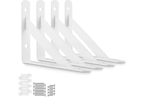 STARVAST 4 Pcs Heavy Duty Shelf Brackets, 150 x 95mm Floating Shelves Tripod Triangle Shelf Brackets, 90 Degree Angle Wall Mounted Shelf Supporter Bracket Frame, White