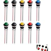 10 Pieces Momentary Push Button 16 mm, Push Button 12 V with Pre-Installed Cable, Round SPST Type On/Off Button for Car Horn