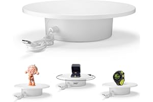 DXIA Espositore Girevole Elettrico Con Telecomando, Piattaforma Rotante Elettrica Per Fotografia, Base Girevole Elettrico, Piatto Girevole Elettrico Regolabile (Bianco)