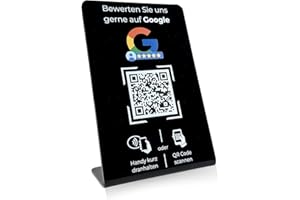 NEXIT Aufsteller/Schild für Google Bewertungen mit QR-Code und NFC (16,5 x 10,5 cm) - schwarz