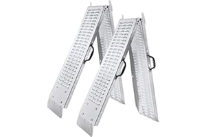 YRHome Rampa di carico pieghevole, 2 pezzi, rampa di carico, rampa di carico zincata, antiscivolo, 180 x 22,5 cm, con manico per moto, rimorchio, tosaerba, trattore prato, max. 400 kg