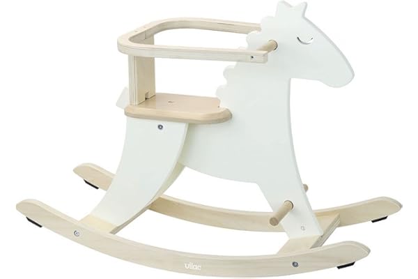 Vilac - Hudada - Cheval à Bascule - Jouet en Bois Durable - Label EPV & Savoir Faire du Jura - Arceau de sécurité - Repose Pied - Bascule rétro - 18 Mois et Plus