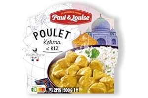 Paul & Louise Poulet Korma et son riz 300g - Prêt en 2 min - 100% viande origine France