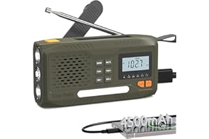 Joudix Wind Up Solar Radio, 4500mAh Rechargeable Portable Battery Radio, AM/FM Survival Hand Crank Radio with LCD Display, Emergency Survival Equipment with Torch, SOS, USB Phone Charger for Outdoor