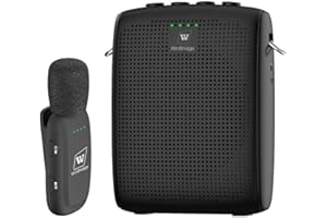 WinBridge Amplificador de Voz Inalámbrico con Micrófono Lavalier Bluetooth para Profesores, Altavoz Portátil y Sistema de Micrófono Inalámbrico de Clip, Mini Megáfono con Micrófono, 15W 2600mAh WB005