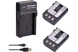Newmowa NB-2L Batería (2-Pack) y Kit Cargador USB portátil para Canon NB-2L NB-2LH BP-2L5 BP-2LH and Canon DC301 DC310 DC320 DC330 DC410 DC420 Elura 40 50 60 65 70 80 85 90 EOS 350D 400D