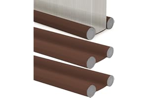 Lohofrnny Stoper przeciągów do drzwi, 95 cm, możliwość przycięcia, stoper przeciągów z podwójną uszczelką, uszczelka do drzwi o wyglądzie skóry, ochrona przed przeciągiem i hałasem (brązowy, 3 sztuki)