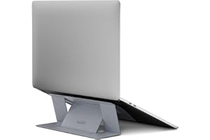 MOFT Stojak na laptopa, składany stojak na laptopa, stojak na notebooka z 2 regulowanymi kątami, poprawia postawę, kompatybilny z MacBook Air, MacBook Pro 11''-16", samoprzylepny, srebrny