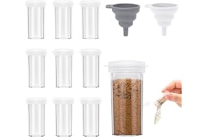 FINEASY Mini Saliera e Pepiera, Saliera da Cucina, Plastica con Coperchio e Imbuto, Spargisale, Sale e Pepe set per Spezie, Campeggio, In Viaggio, trasparente e Cucina - 6ML