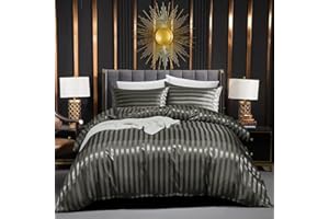 LUOFANFEI Juego de Funda Nordica Gris Oscuro Cama 135/150 Saten Sábanas de Seda Satinada de Brillo Lustroso Juego de Funda de Edredón 240x220 y Fundas Almohada (50x75cm)