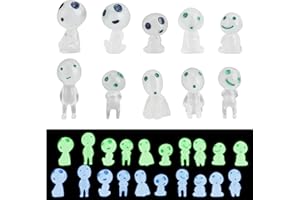 FISAPBXC Principessa Fantasma Luminosa, 20 Pezzi Diversi Accessori da Giardino Che Si Illuminano al Buio, Albero Elfi, Decorazione da Giardino in Miniatura, Luminoso Fantasma Mononoke