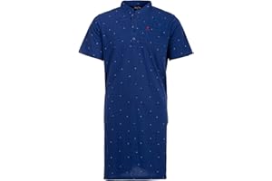 Henry Terre Koszula nocna męska, z krótkim rękawem, siatka, kieszeń na piersi, listwa guzikowa, rozmiar M-3XL