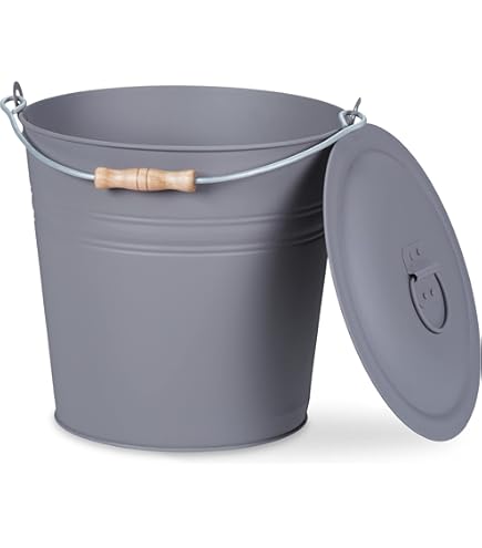 BLACK OAK VESUVIO Asemmer 20 liter, zwart ovaal met deksel, groot