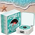 The Waves Vinyl Player, 2024 New Record Player Bluetooth, Wireless Vintage Vinyl Record Player, Portable CD Player, Bluetooth Speaker with Ambient Light for Bedroom, Office, Party (Color : White)