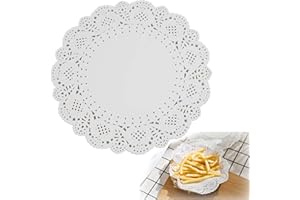 EOWPPUE Centrini di carta in pizzo, diametro 19 cm, 100 pezzi, carta assorbente per cibo, design elegante, materiale ecologico，Centro di carta per torte, dolci, torte, biscotti, cibi fritti