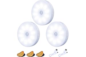 innolife Motion Sensor Light Indoor, 3 Pack Wireless LED Rechargeable Staircase Wall Night Light, Battery Operated USB Type-C Charging for Stair, Corridors, Closet, Kitchen Light Under Cabinets