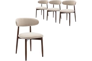 COLAMY Modern Dining Chairs Set with Wooden Legs – Upholstered Fabric Dining Room Chairs with Curved Backrest, Soft Cushion Seat, and Sturdy Rubberwood Frame for Kitchen, Living Room, or Café