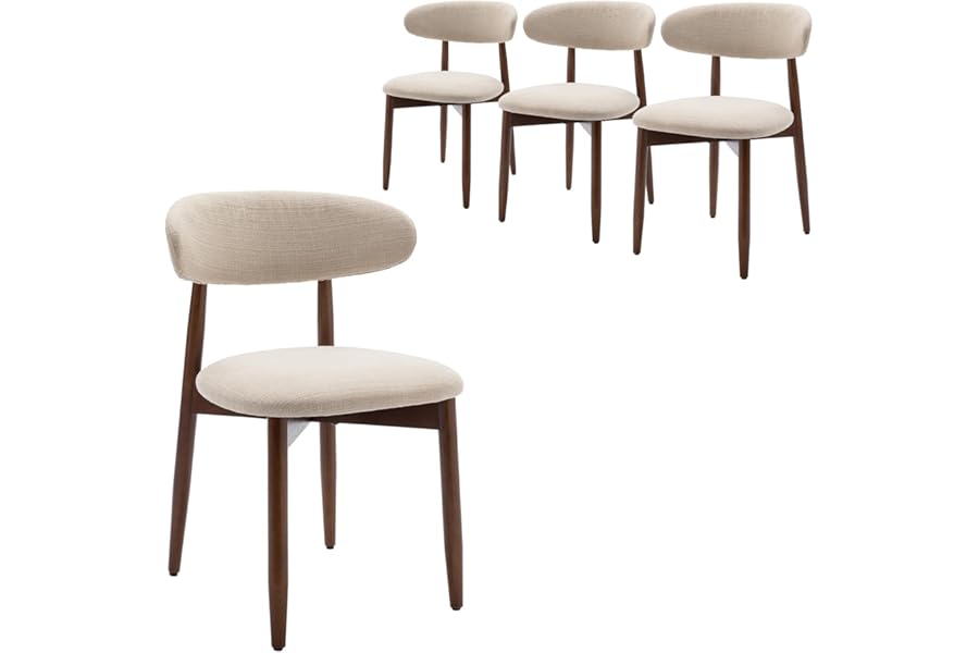 COLAMY Modern Dining Chairs Set with Wooden Legs – Upholstered Fabric Dining Room Chairs with Curved Backrest, Soft Cushion Seat, and Sturdy Rubberwood Frame for Kitchen, Living Room, or Café
