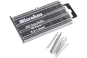 Treki 20pcs Mini Forets Hélicoïdaux HSS Mini Micro Foret de Précision 0.3-1.6mm Tige Fraise Hélicoïdal en Acier Rapide Twist Drill Bits pour Bois Modélisme Bricolage