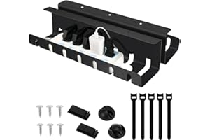 RUBESSIA Organizador de cables para escritorio (juego de 2 unidades) Gestión de cables para escritorio, juego completo, soporte para cables, gestión de cables, gestión de cables bajo el escritorio, orden en el