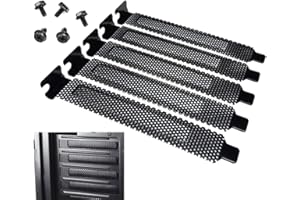 Vepoty Schwarze PCI-Steckplatzabdeckung, 5 Stück belüftete Steckplatzabdeckungen mit Schrauben, Staubschutz-Halterungsplatte für Computer-PC-Gehäuse