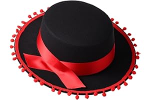 COSDREAMER Kostium dla dorosłych Hiszpański kapelusz czarny czerwony Matador kapelusz Sombrero
