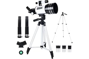 Telescope for Adults Astronomy & Kids & Beginners,DMOPRDNB 70mm Aperture 300mm(F/5.7) Focal Length Kids Refracting Telescopes Educational Toys for Sky Star Gazing