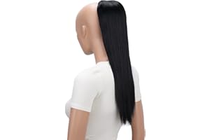 ‎CAISHA CAISHA by PRETTYSHOP 55cm Haarteil Nina mit Kordelverschluss Zopf Haarverlängerung Glatt Schwarz PH501